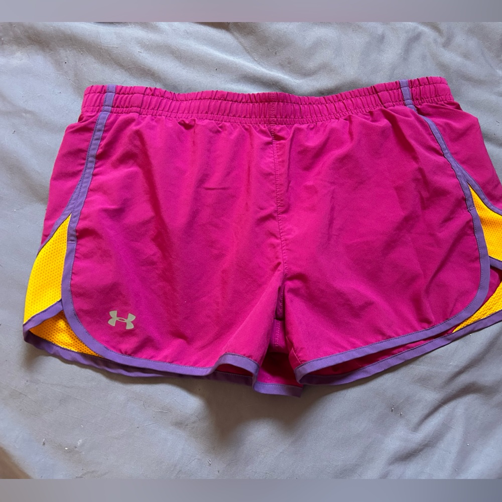 Under Armor Heat Gear Pink and Orange Running Shorts